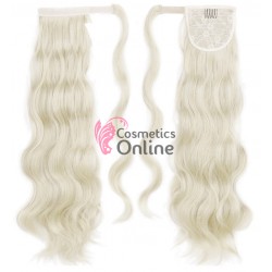 Extensie de par coada cu clema si arici usor ondulata de 60 cm  Cod Q9760# Blond White